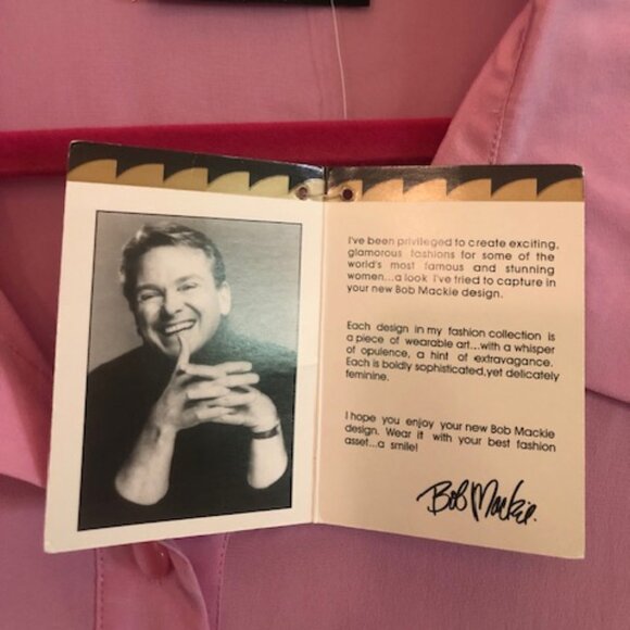 NWT Vintage Bob Mackie 100% Silk Wearable Art Pink Palms Blouse Shirt Size XL - Picture 11 of 12